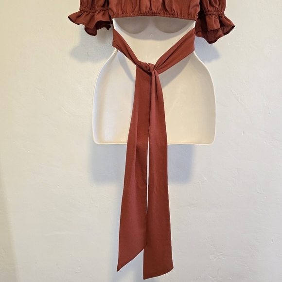 Better Be - Burgundy Crop Top Back Ties - Picture 9 of 12